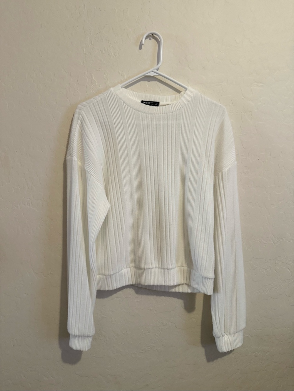 SHEIN White Ribbed Knit Sweater Women’s Size M